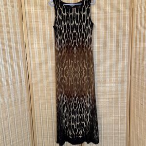 Roz & Ali Womens 12 Dress Maxi Animal Print Built In Sports Bra Boho Evening